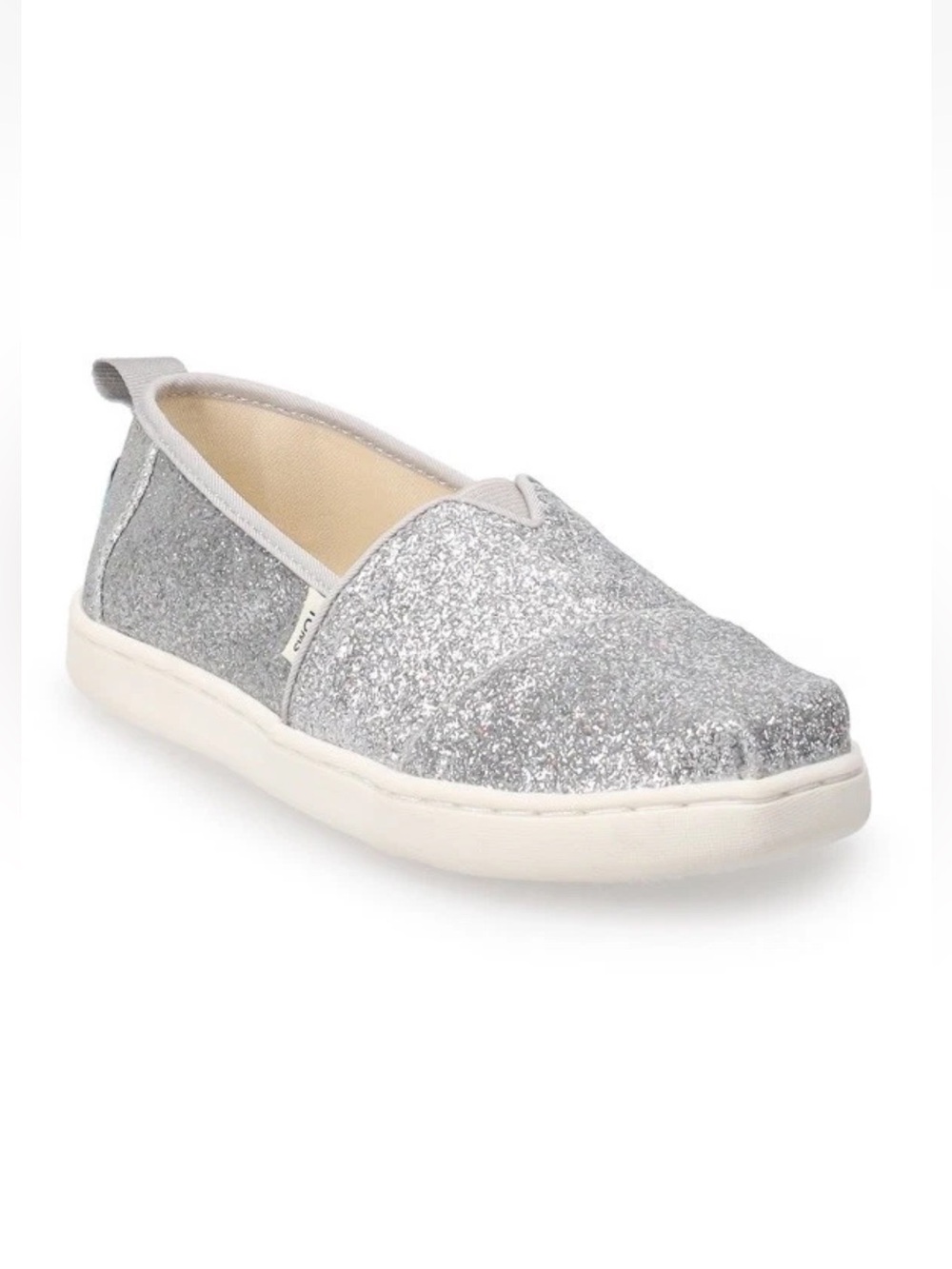 TOMS Alpargata Silver Iridescent Big Girls Shoes Size 3.5 Youth